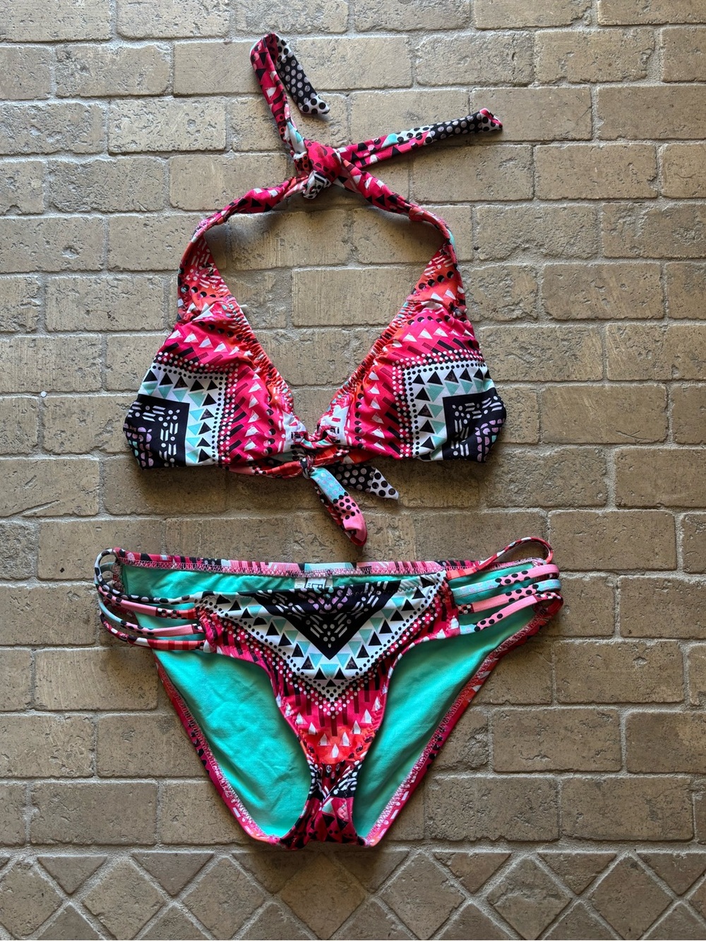 Becca Aztec print bikini top: S bottom: M